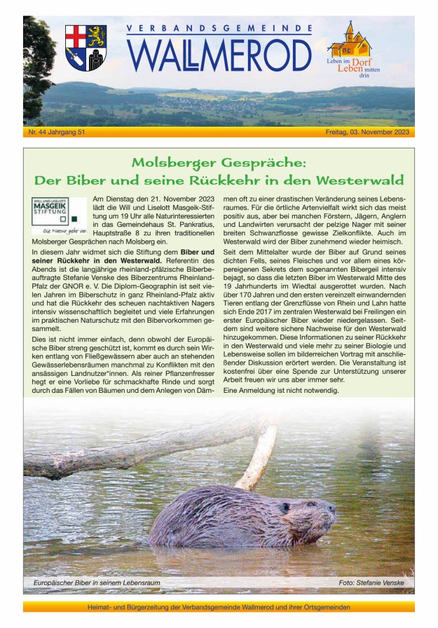 Wir über uns - Verbandsgemeinde Wallmerod Titelblatt 44/2023