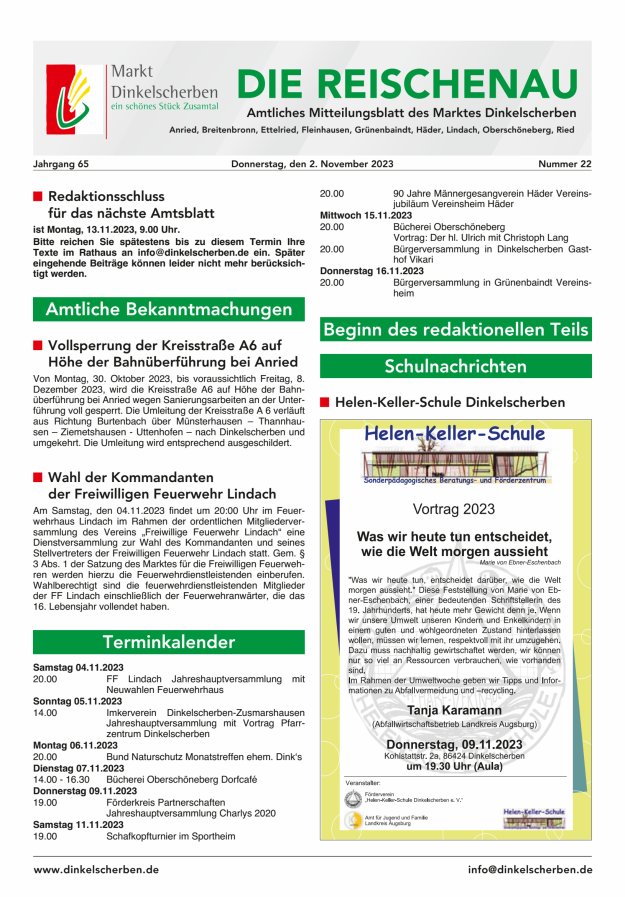 Die Reischenau Titelblatt 22/2023