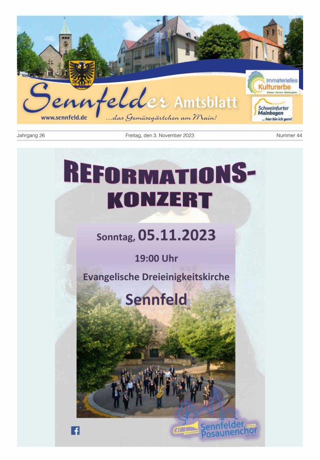 Sennfelder Amtsblatt Titelblatt 44/2023