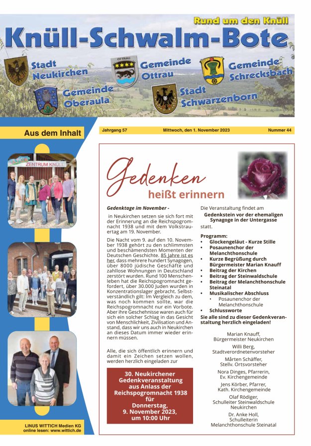 Knüll-Schwalm-Bote Titelblatt 44/2023