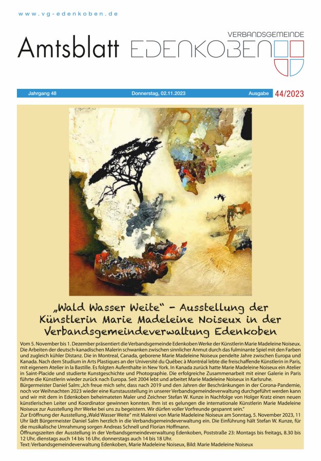 Amtsblatt VG Edenkoben Titelblatt 44/2023