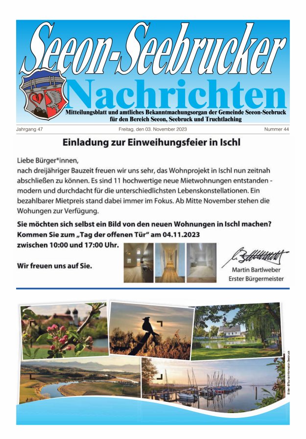 Seeon-Seebrucker Nachrichten Titelblatt 44/2023