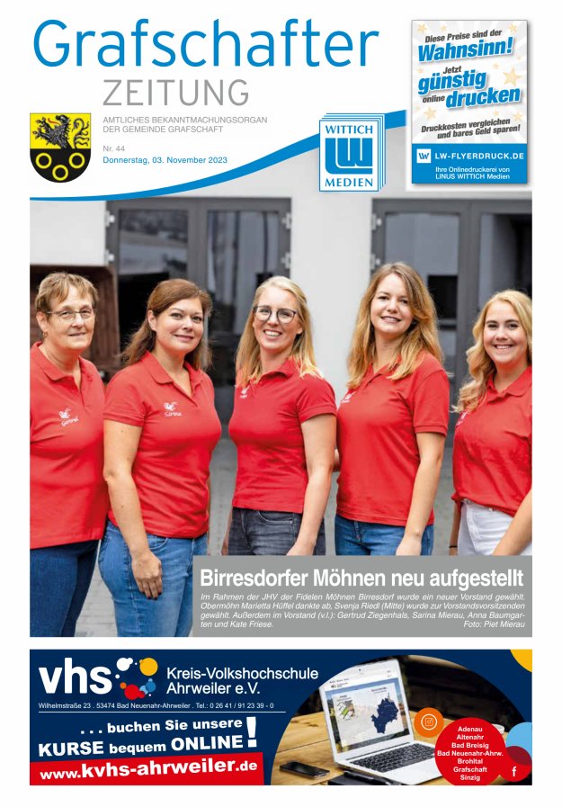 Grafschafter Zeitung Titelblatt 44/2023