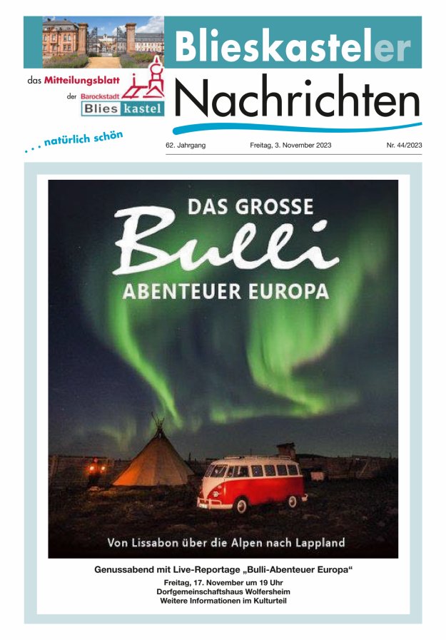 Blieskasteler Nachrichten  Titelblatt 44/2023