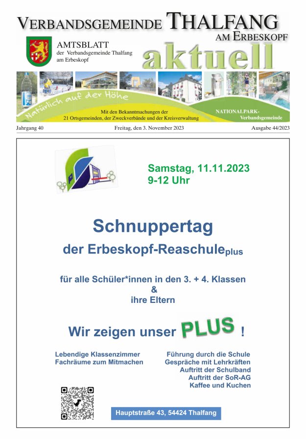 Thalfang aktuell - Amtsblatt VG Thalfang Titelblatt 44/2023