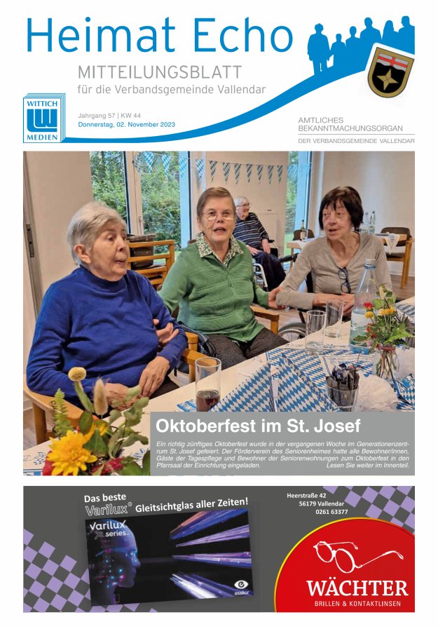 Heimat-Echo - Heimat- und Bürgerzeitung Verbandsgemeinde Vallendar Titelblatt 44/2023
