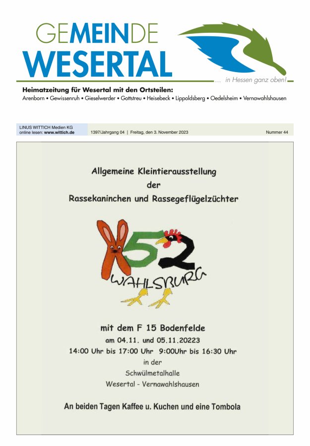 Wesertal Titelblatt 44/2023
