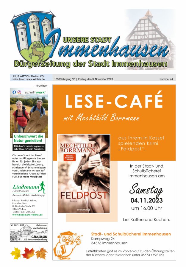 Unsere Stadt Immenhausen Titelblatt 44/2023