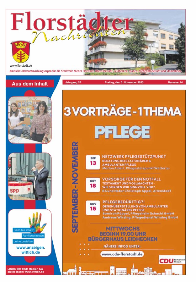 Florstädter Nachrichten Titelblatt 44/2023