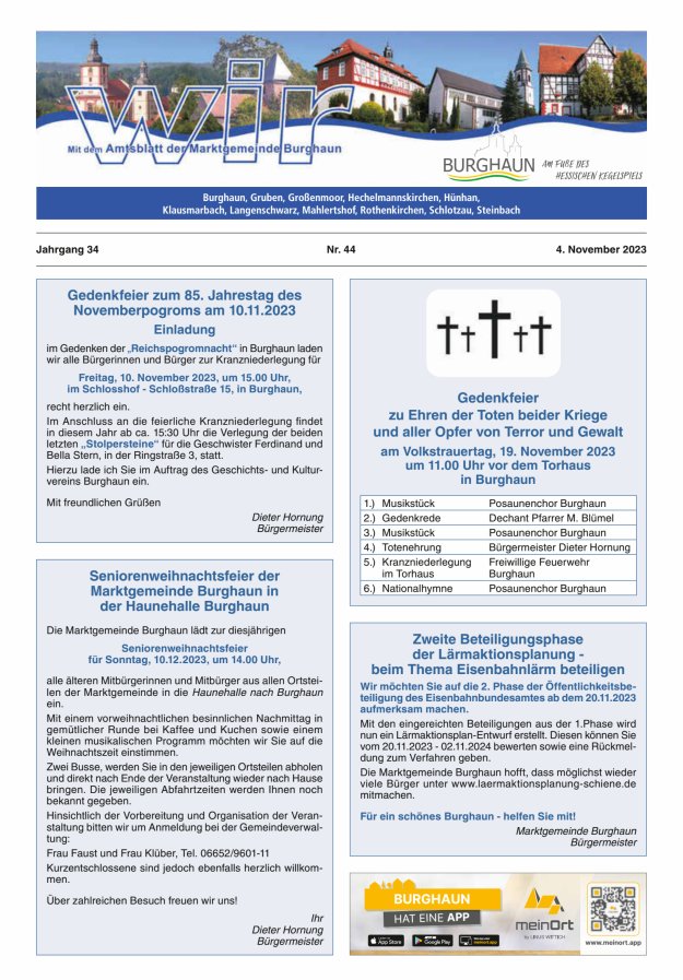 WIR - mit Amtsblatt der Marktgemeinde Burghaun Titelblatt 44/2023