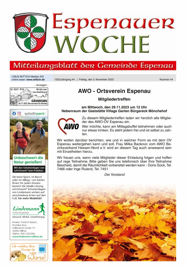 Espenauer Woche Titelblatt 44/2023