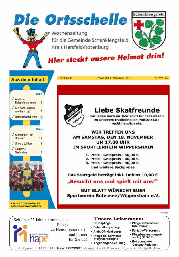 Die Ortsschelle Titelblatt 44/2023