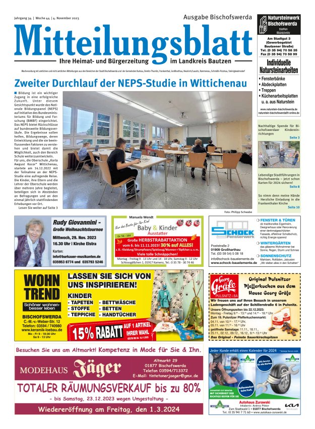 Mitteilungsblatt LK Bautzen Ausgabe Bischofswerda Titelblatt 43/2023