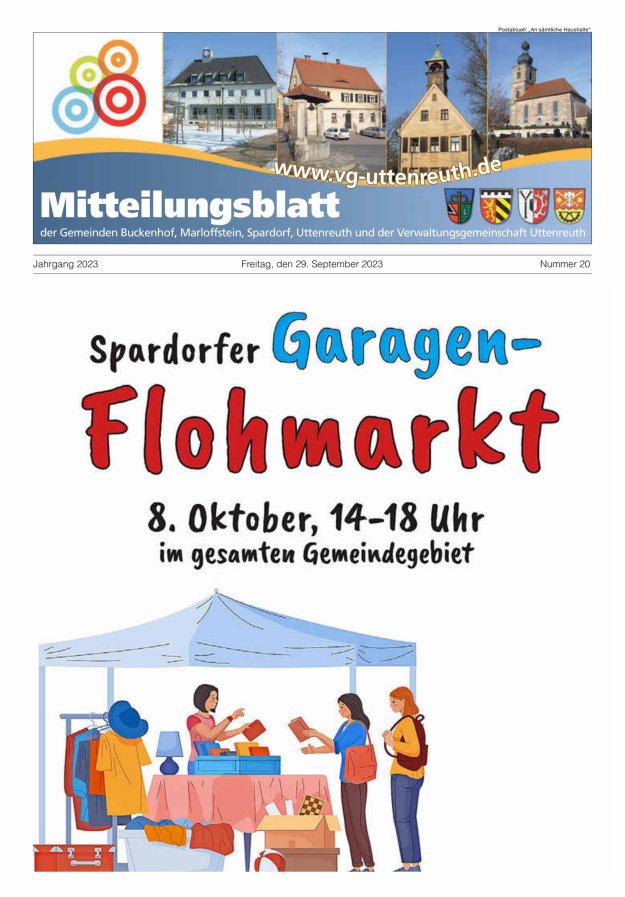 Mitteilungsblatt der Verwaltungsgemeinschaft Uttenreuth Titelblatt 20/2023