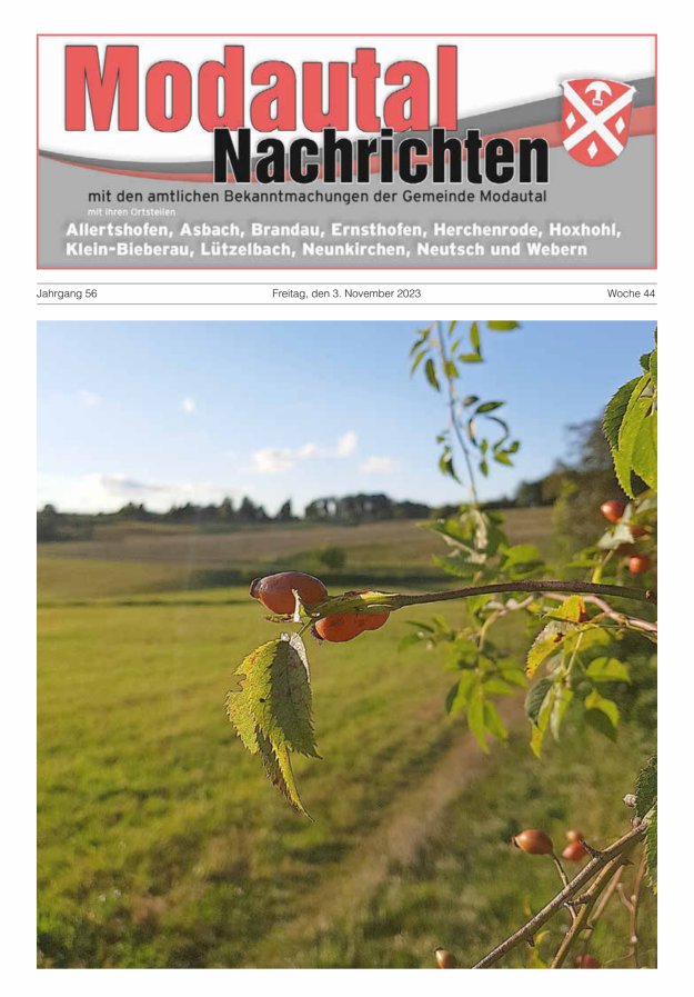 Modautal-Nachrichten Titelblatt 44/2023