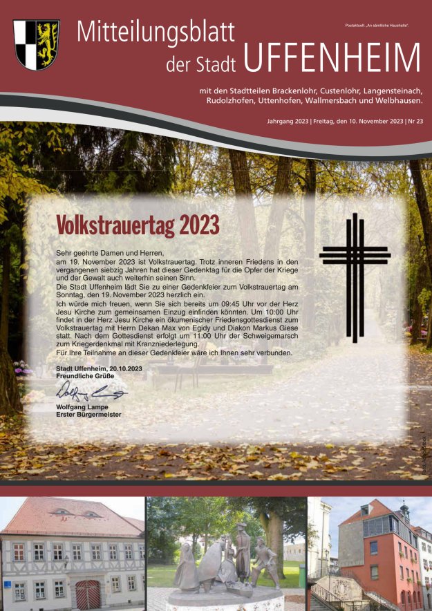Mitteilungsblatt der Stadt Uffenheim Titelblatt 23/2023