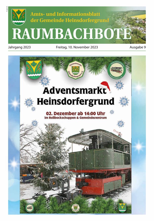 Raumbachbote – Amt- und Informationsblatt der Gemeinde Heinsdorfergrund Titelblatt 09/2023