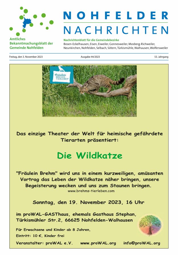 Nohfelder Nachrichten Titelblatt 44/2023