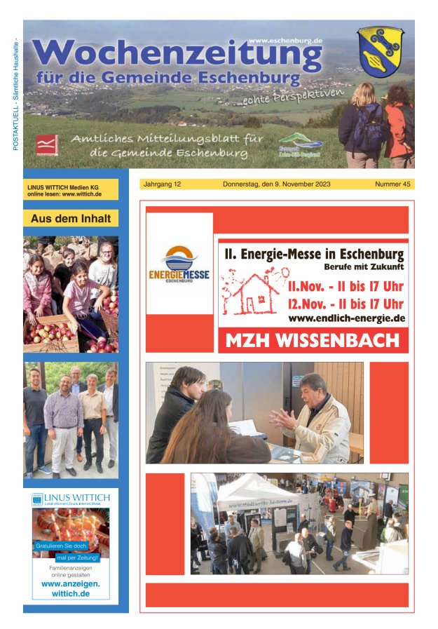 Wochenzeitung für die Gemeinde Eschenburg Titelblatt 45/2023