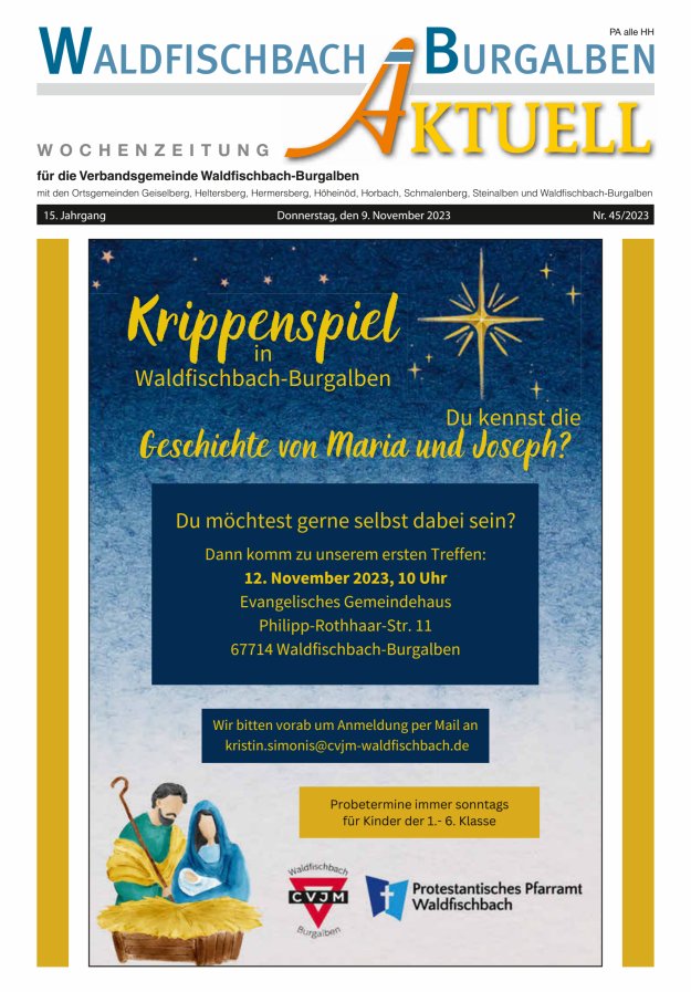 Amtsblatt der Verbandsgemeinde Waldfischbach-Burgalben Titelblatt 45/2023