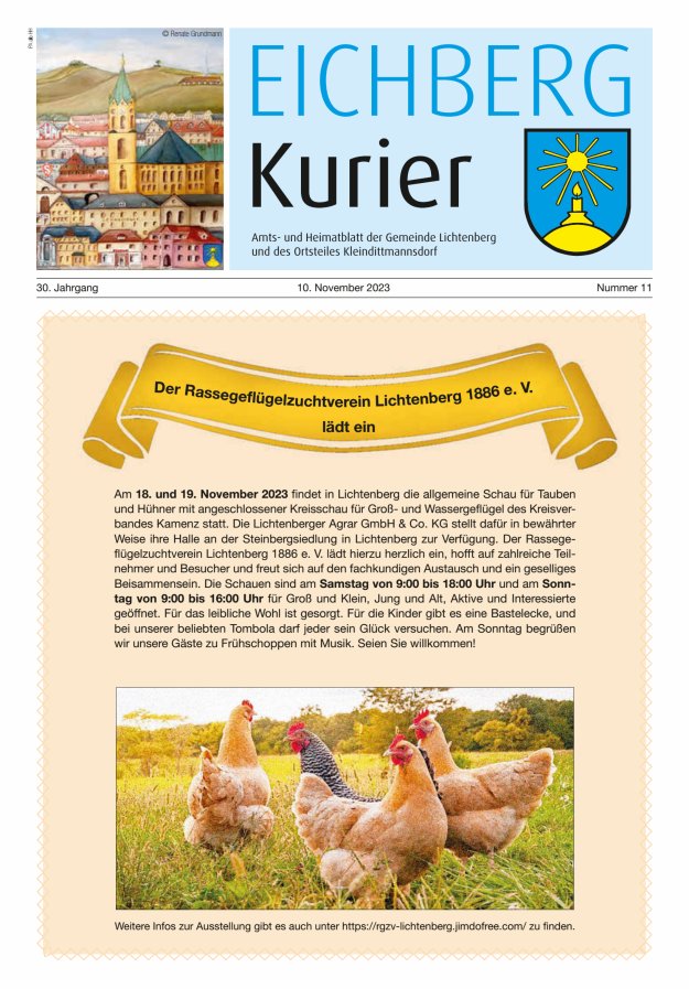 Eichberg-Kurier - Amts- und Heimatblatt der Gemeinde Lichtenberg Titelblatt 11/2023