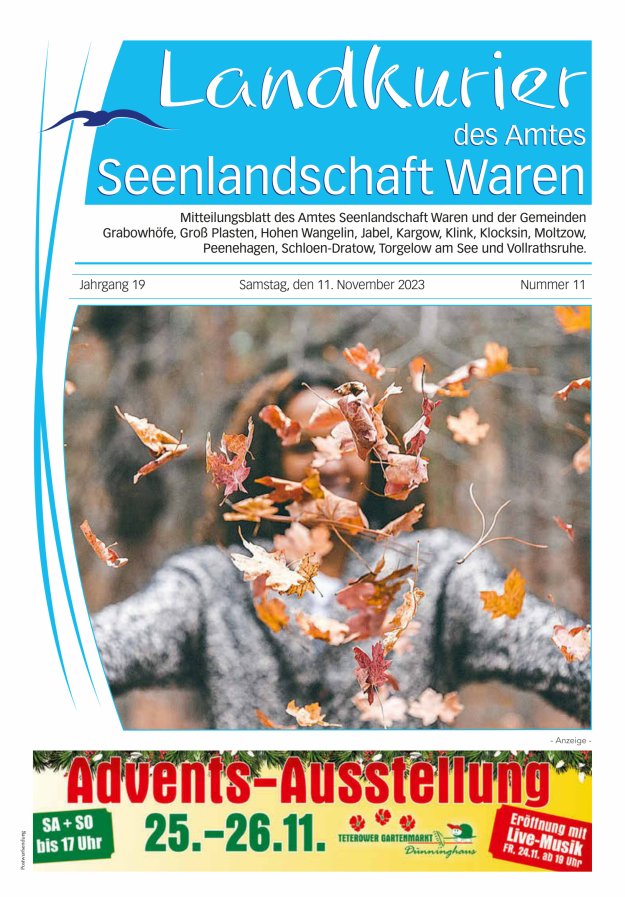 Landkurier des Amtes Seenlandschaft Waren Titelblatt 11/2023