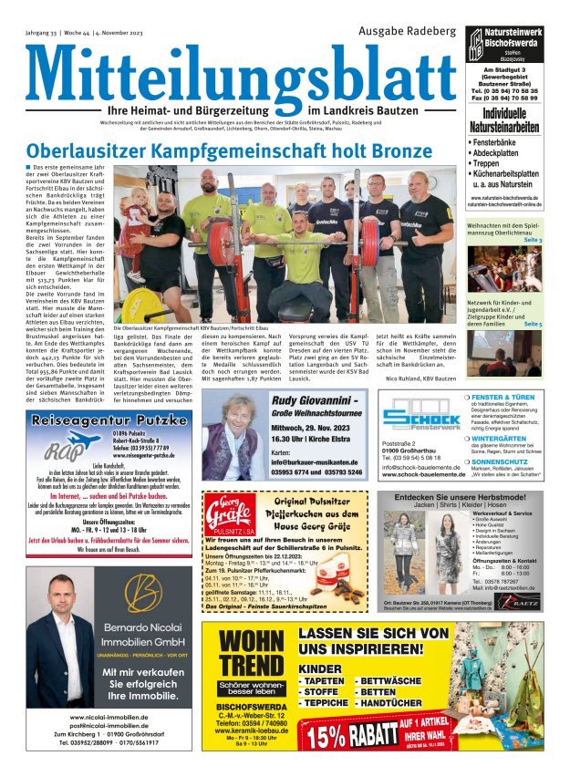 Mitteilungsblatt LK Bautzen Ausgabe Radeberg Titelblatt 22/2023