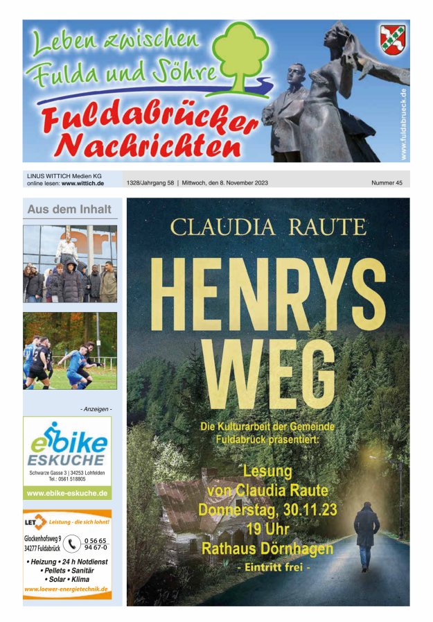 Fuldabrücker Nachrichten Titelblatt 45/2023