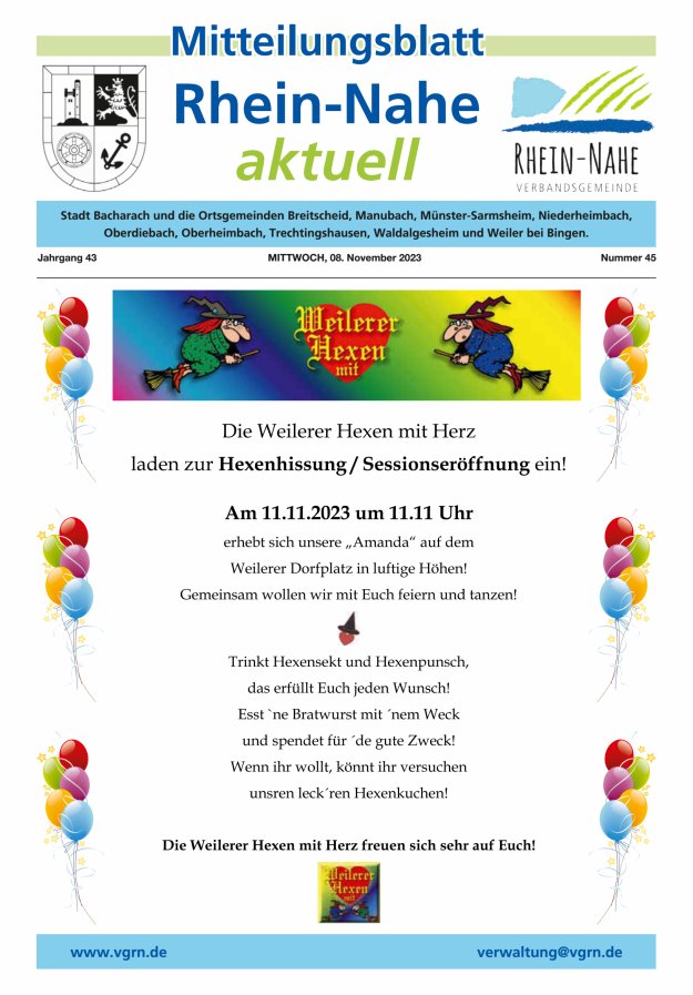 Rhein-Nahe aktuell Titelblatt 45/2023