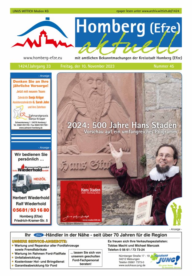 Homberg Efze aktuell Titelblatt 45/2023