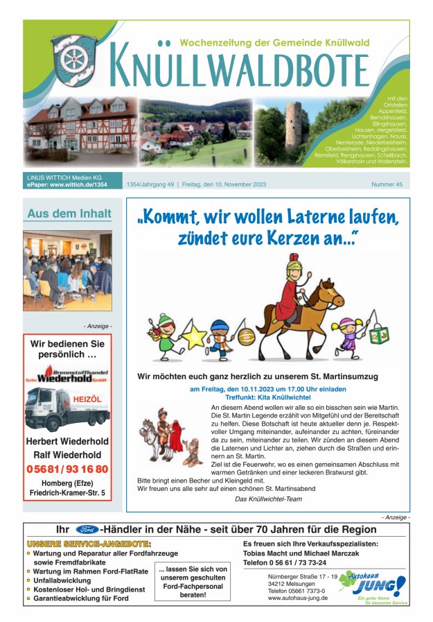 Knüllwaldbote Titelblatt 45/2023