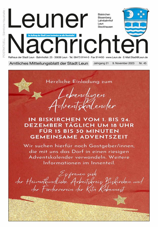 Leuner Nachrichten Titelblatt 45/2023