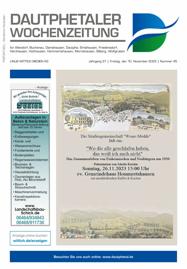 Dautphetaler Wochenzeitung Titelblatt 45/2023