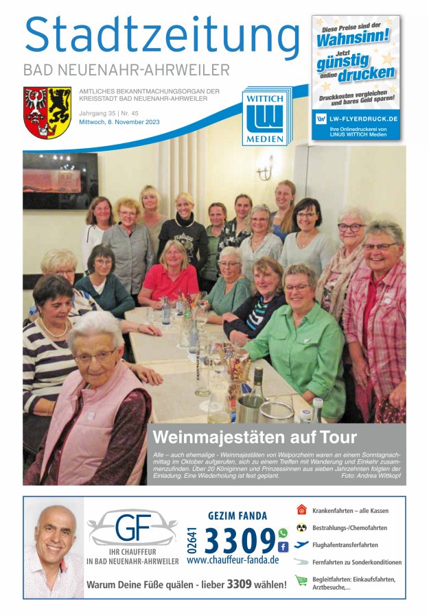 Stadtzeitung Bad Neuenahr-Ahrweiler Titelblatt 45/2023