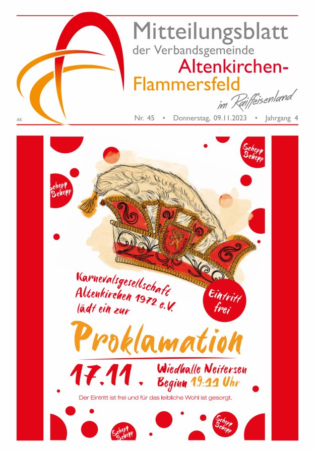 Mitteilungsblatt Verbandsgemeinde Altenkirchen-Flammersfeld Titelblatt 45/2023