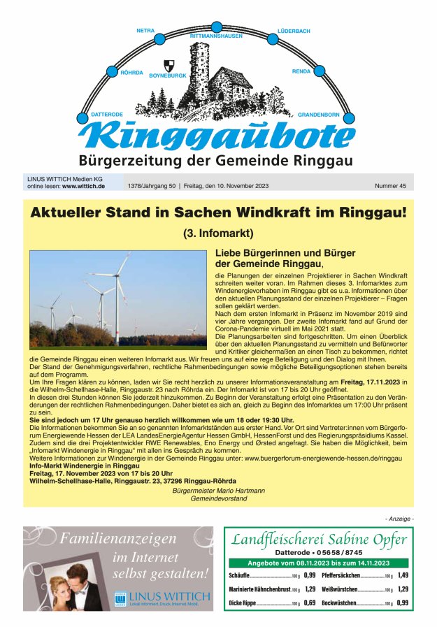 Ringgaubote Titelblatt 45/2023