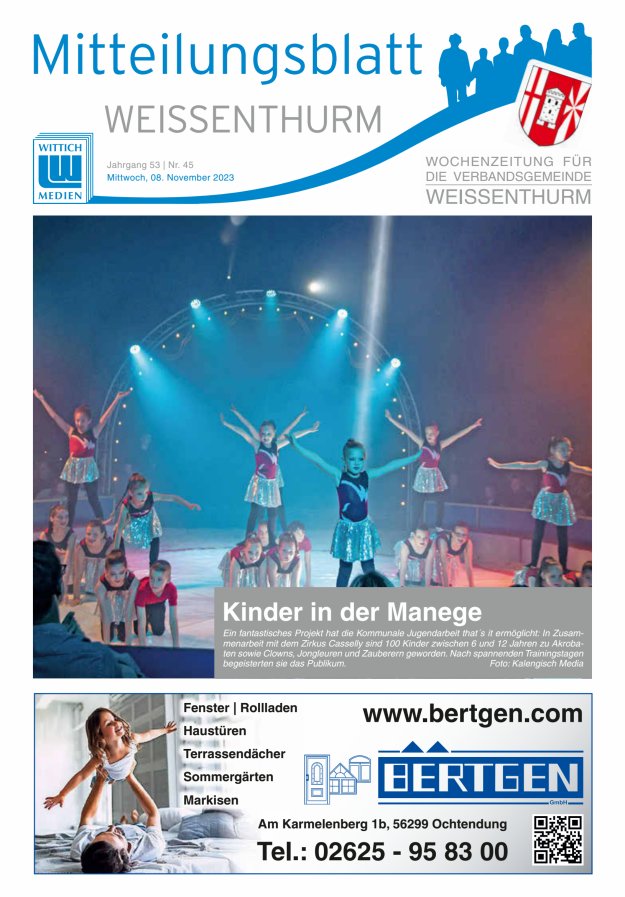 Mitteilungsblatt für den Bereich der Verbandsgemeinde Weißenthurm Titelblatt 45/2023