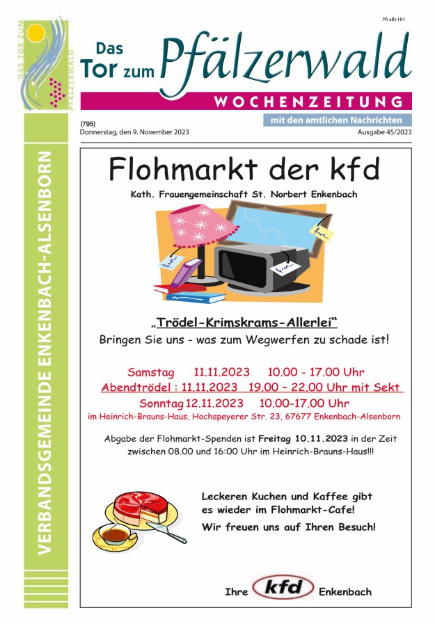 Das Tor zum Pfälzer Wald - VG Enkenbach-Alsenborn Titelblatt 45/2023