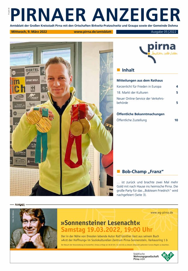 Pirnaer Anzeiger Titelblatt 05/2022