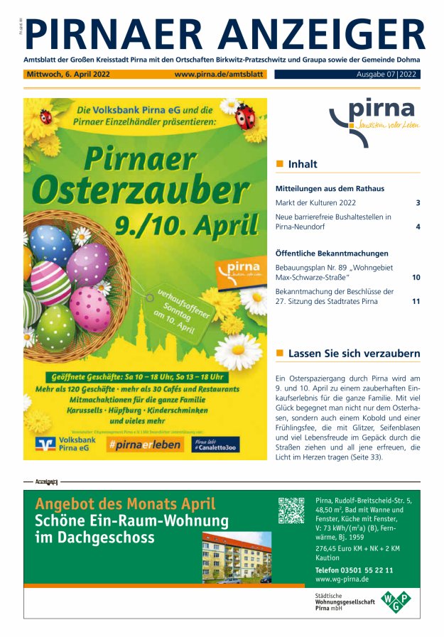 Pirnaer Anzeiger Titelblatt 07/2022