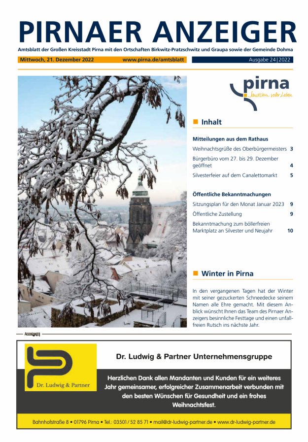 Pirnaer Anzeiger Titelblatt 24/2022