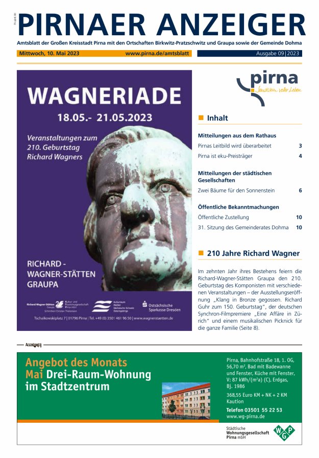 Pirnaer Anzeiger Titelblatt 09/2023