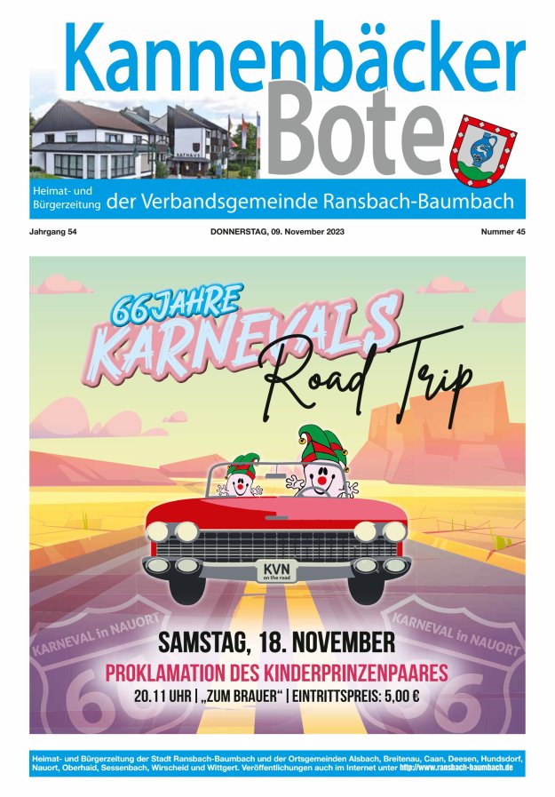 Kannenbäcker-Bote der Verbandsgemeinde Ransbach-Baumbach Titelblatt 45/2023