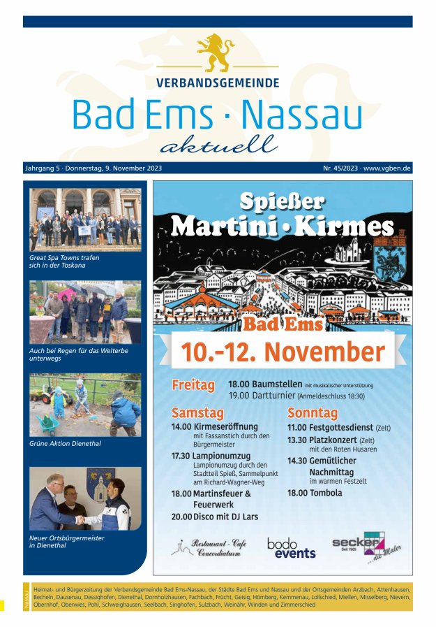 Bad Ems-Nassau aktuell Ausgabe Nassau Titelblatt 45/2023