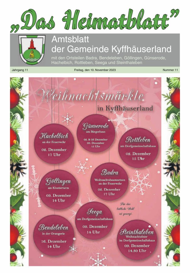 Das Heimatblatt Titelblatt 11/2023