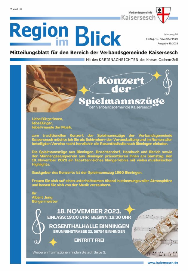Region im Blick VG Kaisersesch Titelblatt 45/2023