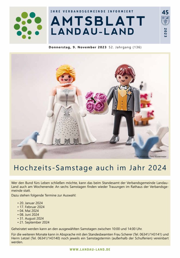 Amtsblatt VG Landau-Land Titelblatt 45/2023