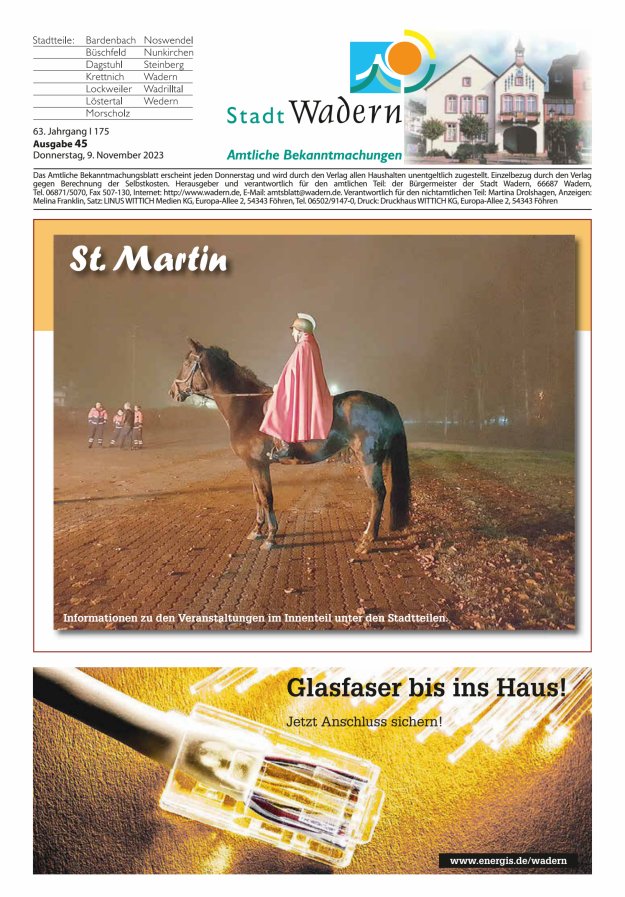 Stadt Wadern Titelblatt 45/2023