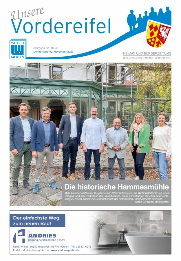 Mitteilungsblatt Vordereifel - Heimat- u Bürgerzeitung der VG Vordereifel Titelblatt 45/2023