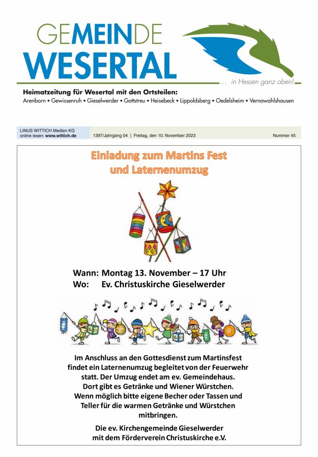 Wesertal Titelblatt 45/2023
